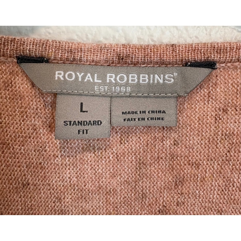 Royal Robbins Cowl Neck Sweater Large Peach Merino Wool Linen Blend Dolman Top - Picture 4 of 9